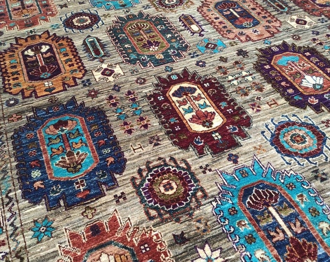 7x10 rug hand knotted mamluk design rug - area rug bedroom - oriental living room rug - medallion dining room rugs, turkish rugs - persian