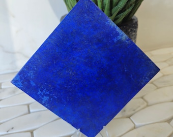 Lapis 10 x 10 cm Polished Stone Sided Tile | Birthstone, Stone Slice, Healing Crystal, handmade tiles, large bead, Crystal Towers, Reiki