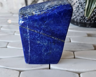Authentic Lapis Lazuli Free Form, Raw Natural Blue Stone, Gift for Mom, Crystal Gifts, Earth Stone, Pyrite slab, chunky stone, Femininity