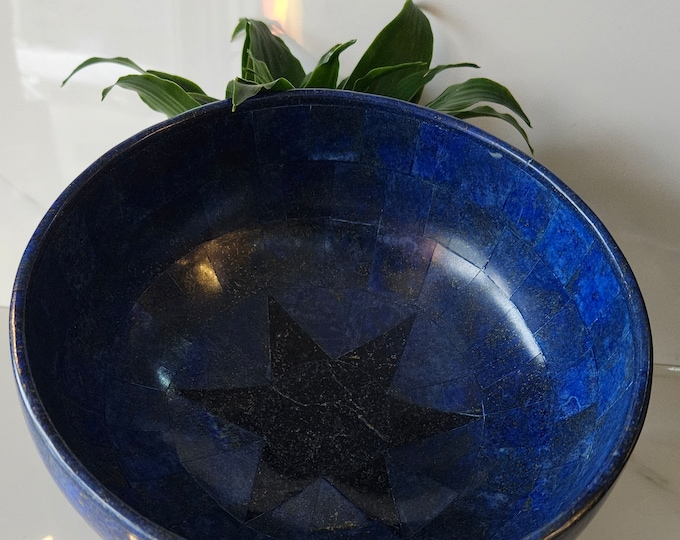 Hand Crafted Lapis Lazuli Bowl Ovel Shape Stunning Royal Blue Color Handmade bowl from Badakhshsan Afghanistan