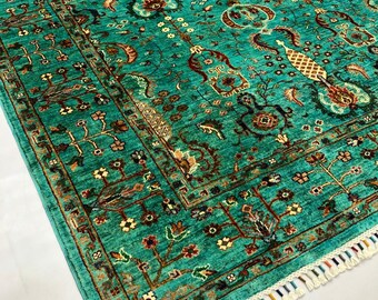 6x8 Mamluk Rug - Persian Hand Knotted Wool Rug - Gift for Her, | Natural Dyes and Wool | Bedroom Rug | Rugs for Living Room