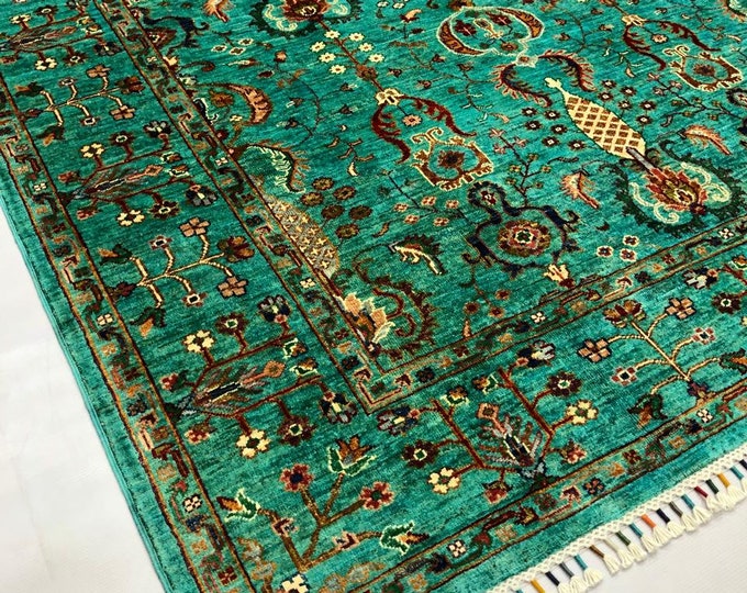 6x8 Mamluk Rug - Persian Hand Knotted Wool Rug - Gift for Her, | Natural Dyes and Wool | Bedroom Rug | Rugs for Living Room