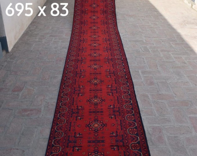 2.69x22 Long Afghan Runner Rug, homemade christmas gifts, Ethnic Rug, berber carpet, medallion rug, sumak rug, war rug, blanket, small rug