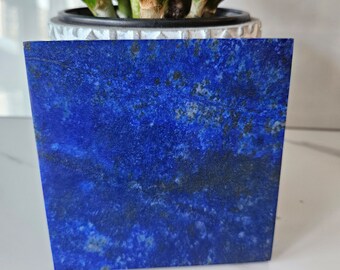 10x10 Lapis Lazuli Stone Tile | flat back, flagstone, marble, Worry Stone, Vinyl, Lapis Palm Stone, blue stone, small crystals