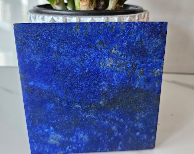 10x10 Lapis Lazuli Stone Tile | flat back, flagstone, marble, Worry Stone, Vinyl, Lapis Palm Stone, blue stone, small crystals