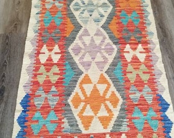 Runner Afghan woollen kilim, Kilimrug, Geometric rug, bedroom rug, Hallway runner, Rug Runner, Colorful runner Kilim, Persian kilim Runner