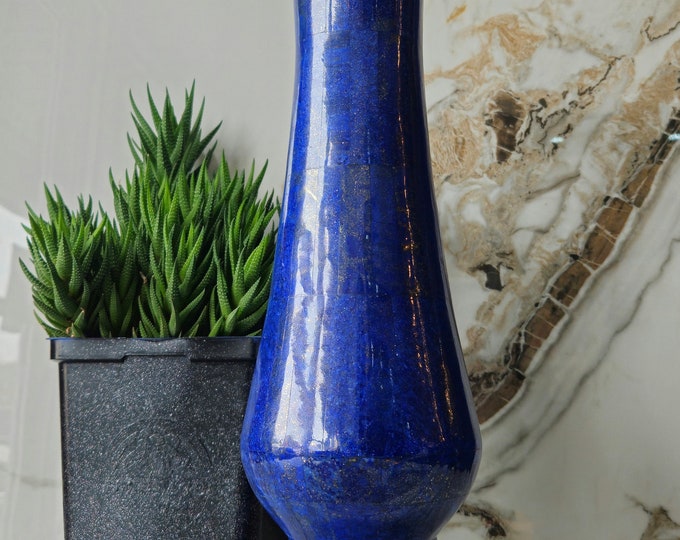 38 Cm Hieght Hand Crafted stunning genuine highest quality Lapis Lazuli Gemstone vase directly from Afghanistan