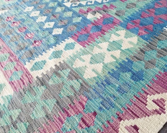 Afghan rugs, Living room rug, Kilimrug, housewarming gift, faded rug, farmhouse decor, Berber carpet, colorful rug, jute rug, Turkish Kilim