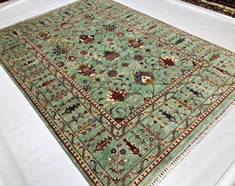 7x10 Feet Kazak Handmade Afghan Rug, 100% made of Wool