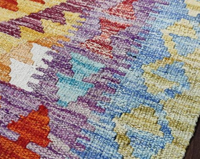 Kilim runner, Afghan Wool, entrance rug, bohemian rug, boyfriend, hand made rug, afghan rugs, gift for her, berber carpet, abstract accent