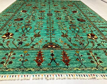6x8 Feet Top Quality Mamluk Handmade Afghan Rug, Persian Designed from Tribal Ghazni | Living room Carpet, Brown Colored
