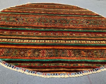 6 feet Diameter Afghan Chobi Rug, Circle Circular Round rug, Home gifts for her, Moss rug, Housewarming gift, Mushroom rug