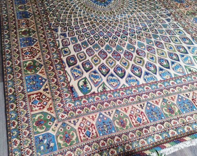 8x11 Beige Huge Afghan Rug for the Living room | Khamyab Styled Persian Design 100% Handmade Area Carpet