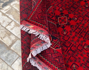 7x10 Ft Khamyab, bokhara rug, war rug, morocco rug, bathroom rug, kitchen rug, wall hanging, baluch rug, traditional rug, hand hooked rugs