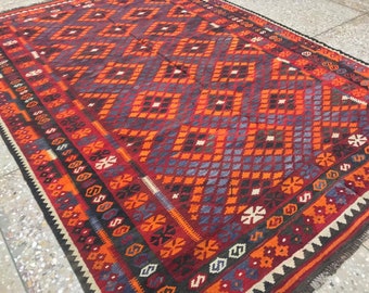 Stunning vintage kili rug, afghan kilim, area kilim, afghan kilim, maimana kilim, tribal kilim, oriental kilim, wool kilim, handmade kilim