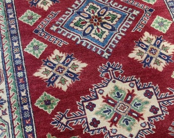 Kazak Rug 4.1X6.2 Ft | Afghan Caucasian Rug | Area Rug Large | Vintage Rug | Afghan rug | Persian rugs | Turkmen rug | kilim rugs