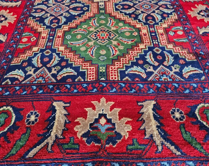 3x5 Authentic Afghan / Persian Rugs, baluch rug, dusty rose rug, midcentury rug, work from home, colorful rug, bedroom rug, eco-friendly