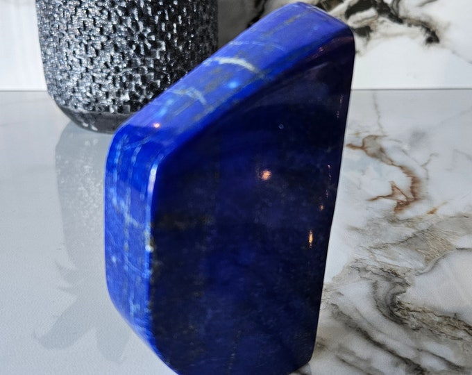 A++ Lapis Lazuli Free Form, Raw Natural Blue Stone, Gift for Mom for Spiritual Healing, Grounding, smooth, Relieves Stress, Crystal Decor