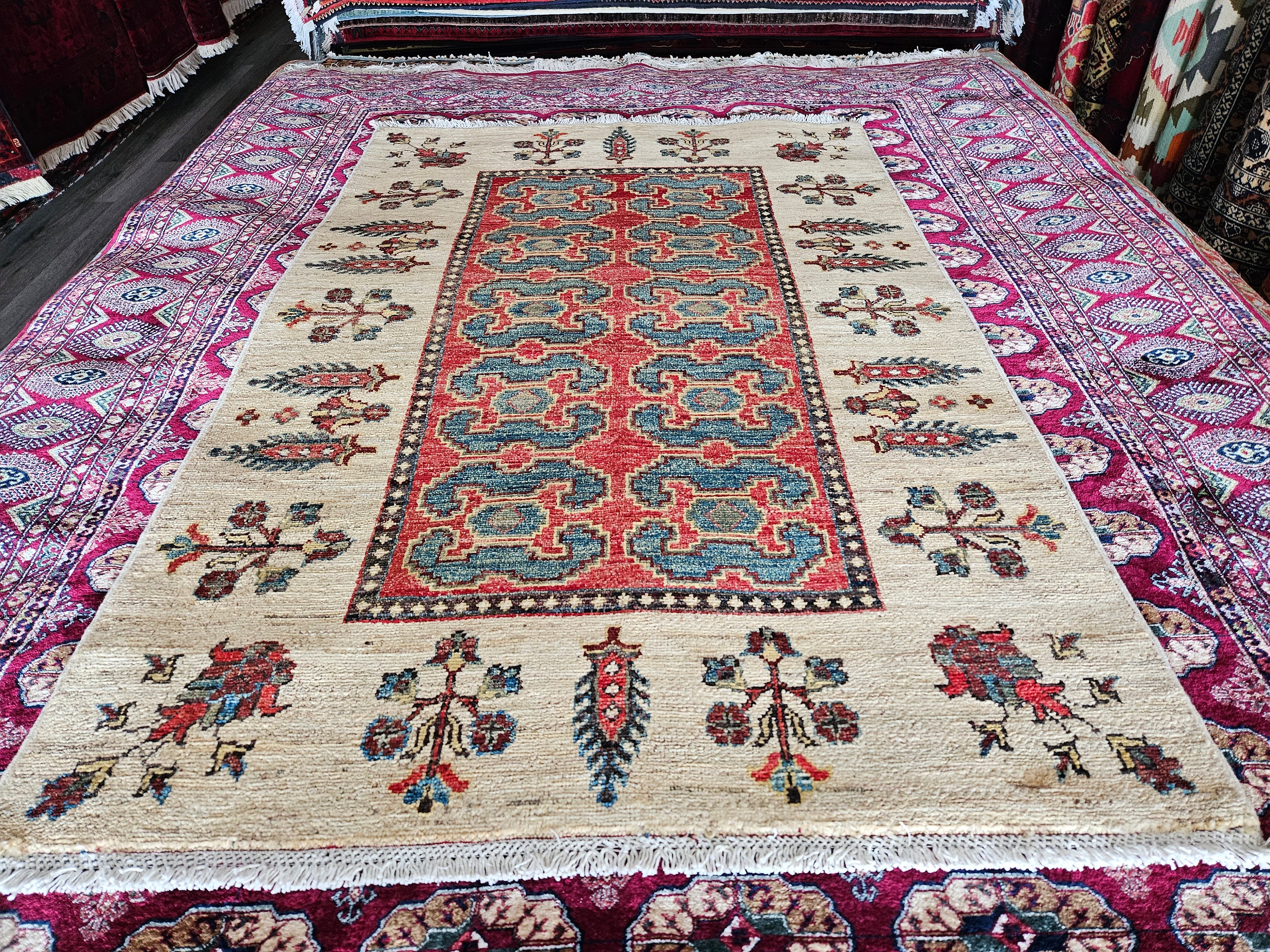 3x5 Authentic Afghan / Persian Rugs, Dusty Rose Carpet 