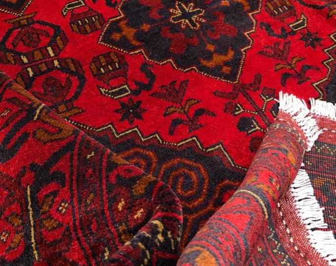 8x11 Afghan rug, persian rug, hand hooked rugs, scandinavian decor, rug runner, war rug, afghan rugs, aztec rug, small rug, chindi rug