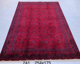 6X8 Ft Highest quality Double Knotted Beljik Soft Well-made Afghan Merino Handmade Area Rug, Hand-knotted Oriental Geometric Rug