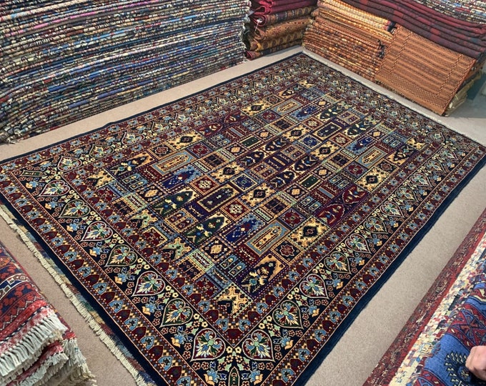 WELL-MADE SOFT Handmade Afghan Turkmen Persian Design area rug, Living room size rug, Elegant Rug, Soft wool rug