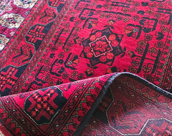 Beautiful Handmade Super Fine Quality Afghan Turkman Beljik Runner Rug, Hallway runner Geometric Design Made with Merino Sheep Wool