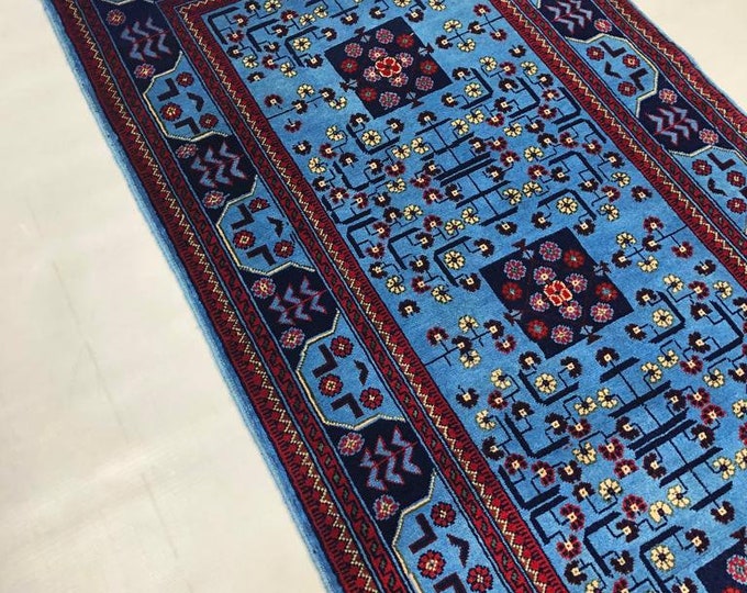 Runner Rug, Hallway Carpet, Authentic Green Neon Khamyab Afghan Rug, Persian Styled Carpet | 3x10 feet