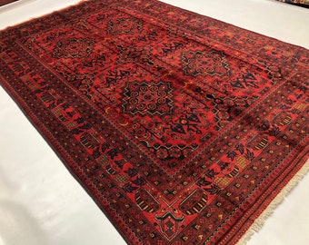 7x10 Feet Handamde Afghan rug Persian Styled Red Carpet, Khal Mohammadi Designed
