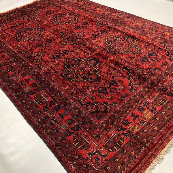 7x10 Feet Handamde Afghan rug Persian Styled Red Carpet, Khal Mohammadi Designed