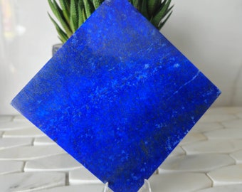 Lapis 10 x 10 cm Polished Stone Sided Tile | Birthstone, Stone Slice, Healing Crystal, handmade tiles, large bead, Crystal Towers, Reiki