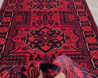 2x22 afghan rug, office area rug, housewarming gift, chindi rug, bathroom rug, runner rug, soft made, nursery decor, baluch rug, turkey rug