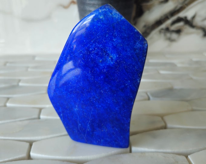 Tumbled Stone Lapis Lazuli Free Form, Raw Natural Blue Stone, soothe migraines, Strength, birthday gift, Love, polished slab, slate