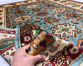 6x8 Feet Top Quality Ghazni Handmade Afghan Rug, Persian Designed from Tribal Ghazni | Living room Carpet, Maroon Colored