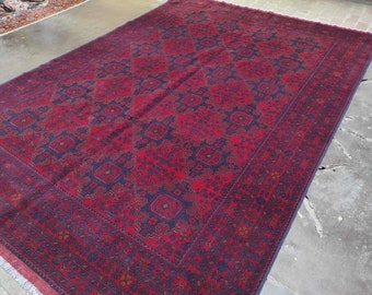 8 x 11 ft brand new handmade afghan khal mohammadi rug, large red area rug, tribal rug, red persian carpet, living room red rug