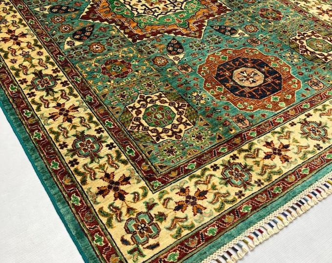 5x7 Feet Top Quality Mamluk Handmade Afghan Rug, Persian Designed from Tribal Ghazni | Living room Carpet, Neon Colored