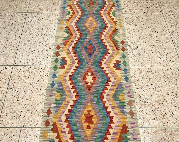 2'8x9'5 Afghan Wool Kilim, kitchen rug, bathroom rug, area rugs, small rug, wool rug, bedroom rug, oriental rug, colorful rug, morocco rug