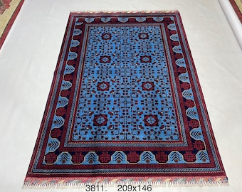 5X7 living room floor carpet afghan handmade area rug, hand-knotted rug, wool turkish design rug, handmade carpet rug, persian quality