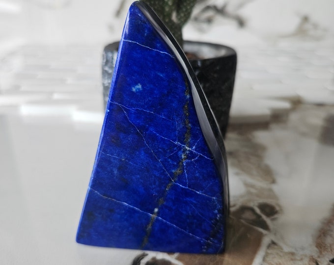 A++ Lapis Lazuli Free Form, Raw Natural Blue Stone, crystal gift, success, Free form, Crystal Gifts, Pyrite slab, Birthstone, Strength