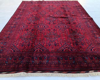 6X8 Ft Highest quality Double Knotted Beljik Soft Well-made Afghan Merino Handmade Area Rug, Hand-knotted Oriental Geometric Rug