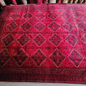 High-quality 8&#39;4x11&#39;8 well-made Hand-knotted extremely soft wool of sheep Khamyab Afghan rug Natural Dyes and Wool | Bedroom rug