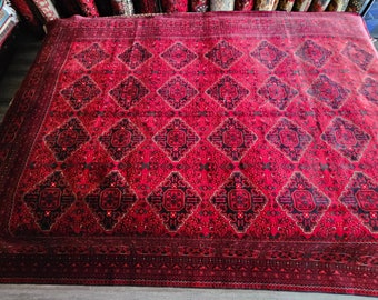High-quality 8'4x11'8 well-made Hand-knotted extremely soft wool of sheep Khamyab Afghan rug Natural Dyes and Wool | Bedroom rug