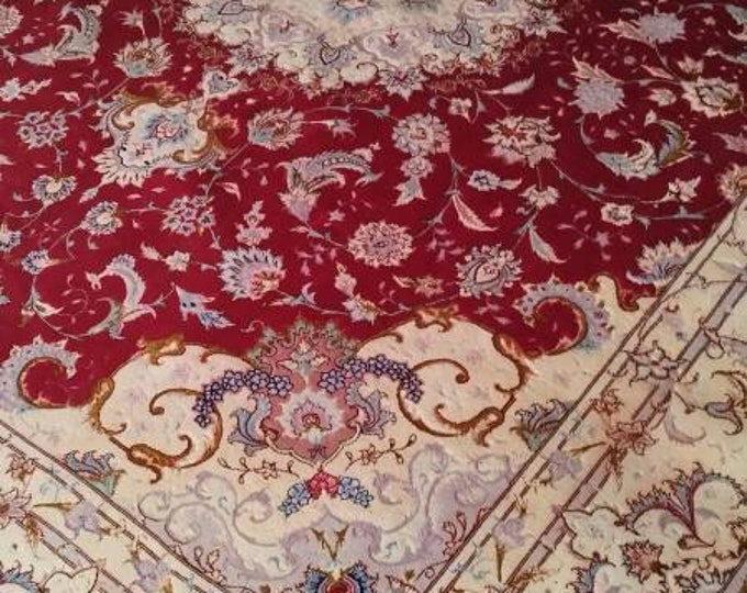 Persian rug Red Nain design, Medallion Nain, Rugs Persian, 8X10 Persian rug, Turkish rug, Red rug Persian, authentic Persian rug