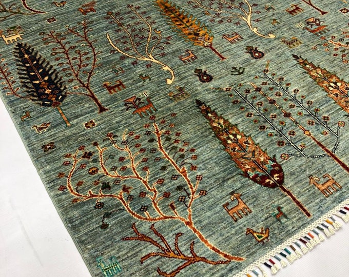 5x7 Feet Top Quality Mamluk Handmade Afghan Rug, Persian Designed from Tribal Ghazni | Living room Carpet, Neon Colored