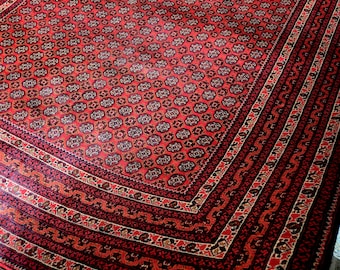 10X7 Bokhara Rug Elephant foot Rug Hand-knotted Turkmen, Rug Afghan rug, Living room size rug, Classic Original Woolen Vintage Rug