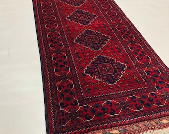 Runner Rug, Hallway Carpet, Authentic Blue Khamyab Afghan Rug, Persian Styled Carpet | 3x10 feet