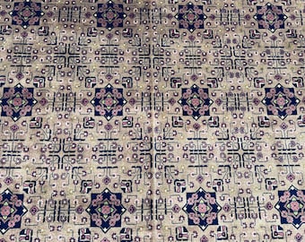 Flat Weave Wool Rug 10'7" x 8'2" ft | Afghan Volayati Area Rug, Beige Navy