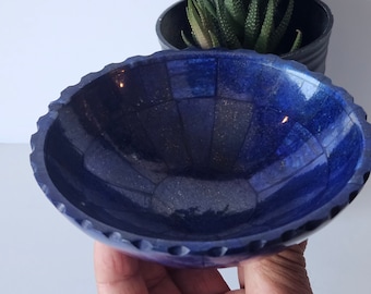 13 Cm Hand Crafted Lapis Lazuli Bowl, Stunning Royal Blue Color Handmade bowl from Badakhshsan Afghanistan, stone bowl, healing stone bowl