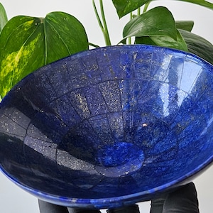 16 Cm Hand crafted lapis lazuli bowl shape stunning royal blue color handmade bowl from badakhshsan afghanistan, Gemstone, healing stone