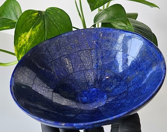 16 Cm Hand crafted lapis lazuli bowl shape stunning royal blue color handmade bowl from badakhshsan afghanistan, Gemstone, healing stone